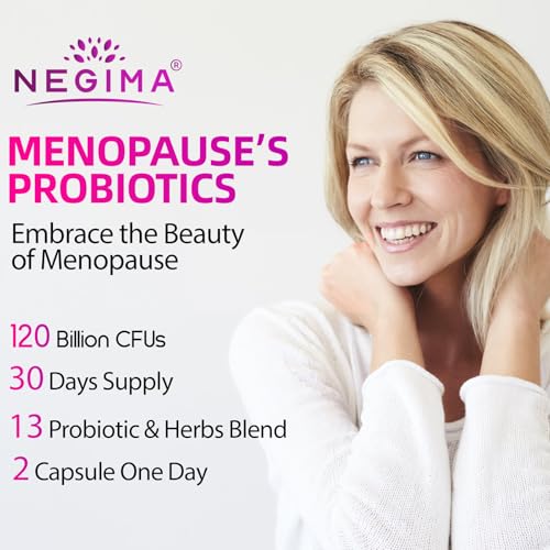 Image of Negima Menopause Supplements for Women, 120 Billion CFUs Probiotics for Women, 13-in-1 Herbs & Botanicals Complex, for Hormone Menopause, Hot Flashes, Night Sweats, Mood Swings, Sleep - 120 Capsules