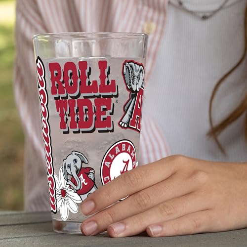 Image of Logo Brands NCAA 16 oz Pint Glass - Durable Glass With Bold Team Color- Chip-Resistant Rim Drinkware For Fans, Tailgates, Home Bars & Everyday Use