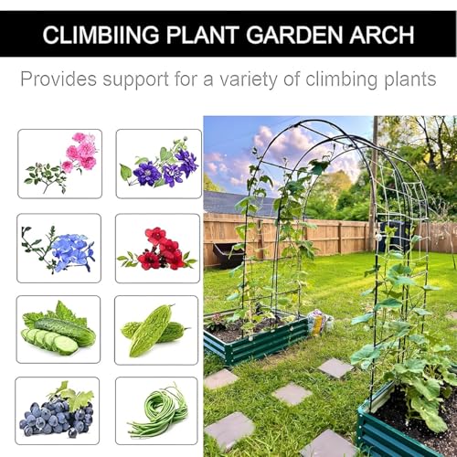 Arco de jardín de metal estable con base para solucionar la falta de soporte de rosales 3
