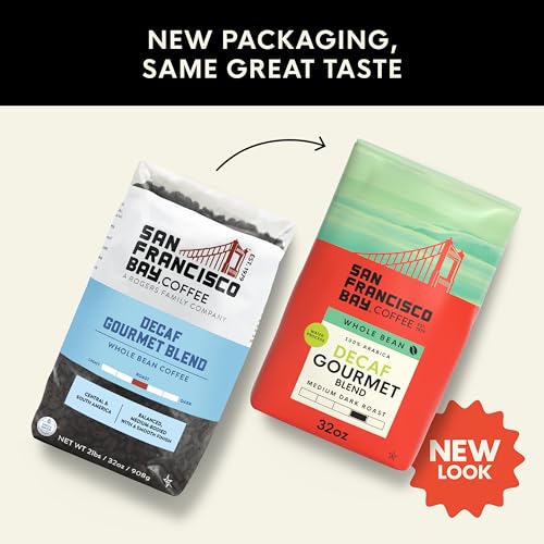 Image of San Francisco Bay Coffee - Decaf Medium-Dark Roast Whole Bean Coffee - Decaf Gourmet Blend (2 lb bag) - Swiss Water Processed