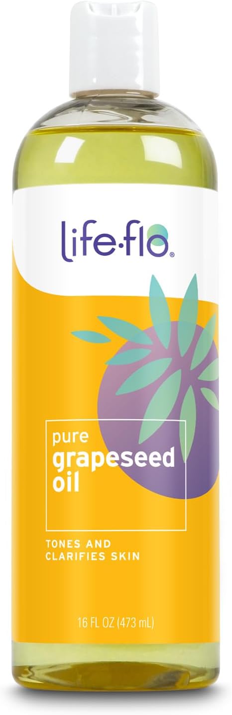 Life-Flo Pure Grapeseed Oil | For Skin & Hair, Aromatherapy, Massage Therapy | Food Grade | 16 fl. Oz.