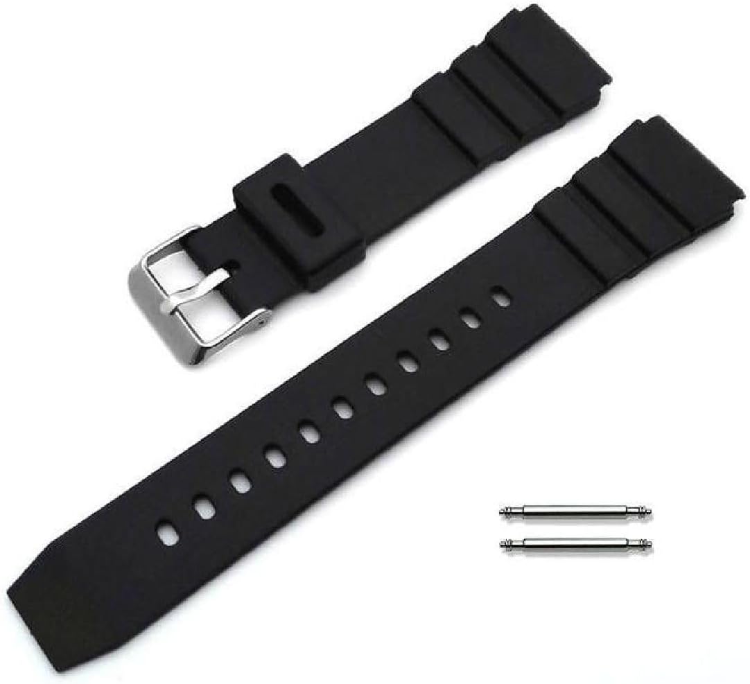Pack of 2 Watch Bands Compatible With Duro MDV106 and MDV107, Stainless Steel Replacement Bracelet and Diver's Style Rubber Strap. Fits All MDV-106 MDV106D MDV-107 MDV-107D MDV106G MTD-1079 MTD-1080