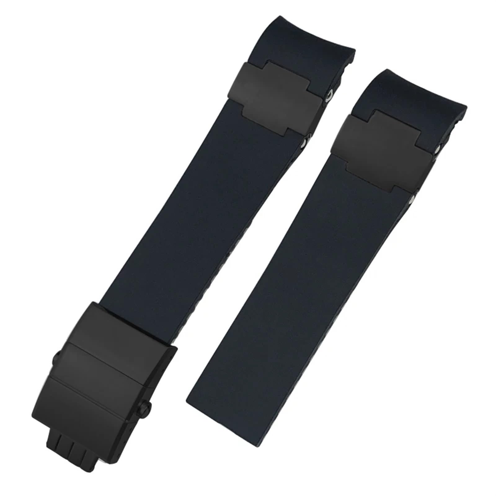Bracelet montre silicone 22mm noir et boucle or de précision - 8