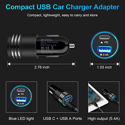 Fast Charging Usb C Car Charger For Iphone 14 13 12 11 Pro Max Se Xr Xs X 8 Samsung Galaxy S23 S22 S21 S20 Fe Note20 A12 A32 Google Pixel 7 Pro/6A/6/5/4A/4/3A 3Xl,2Pack 30W Pd+2.4A Type C Car Adapter #TOP4
