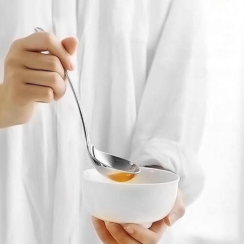 Miniatura 4 de Cucharón para salsa, cucharón pequeño, paquete de 2 cucharones de acero inoxidable 1810 de 7.7 pulgadas, apto para lavavajillas (color plateado).