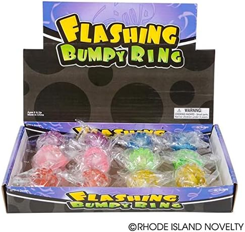 Rhode Island Novelty Flashing Led Bumpy Rings, Set of 12