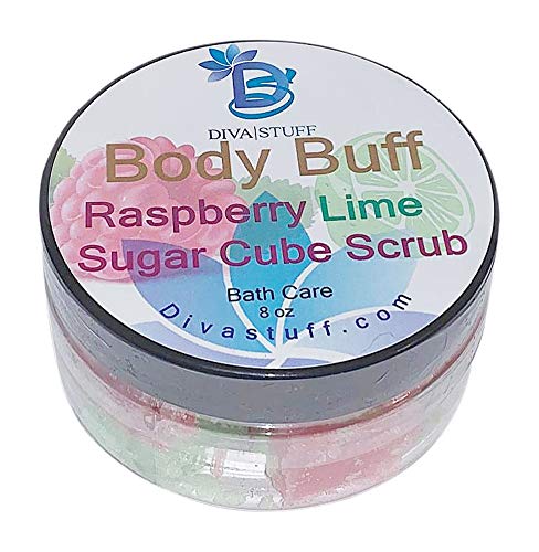 Diva Stuff Sugar Cube Body Buff Scrub, Exfoliates And Hydrates Skin, Pairs With Our Crepey Skin Cream - Raspberry Lime - 8 Oz (Made In The Usa) #TOP23