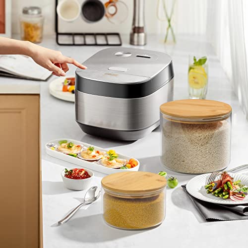 Comsaf Glass Food Storage Containers, 111 Oz/47 Oz Glass Flour And Sugar Containers With Airtight Lids, 7'' Wide Mouth Large Glass Jars With Bamboo Lid For Rice, Pasta, Oats, Grains, Cookie, Candy #TOP2