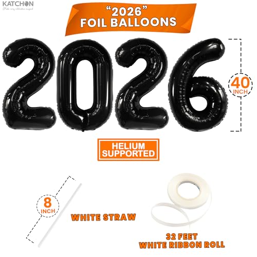 Image of Graduation Decorations 2026 | Black 2026 Balloons Set, Giant 40 Inch - Pack of 34 | Orange and Black Graduation Balloons 2026 | Grad Decorations 2026 Kit, Graduation Decorations Class of 2026, KatchOn