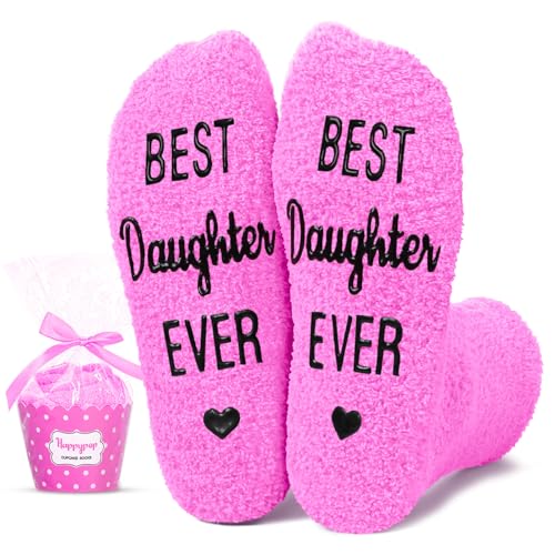 HAPPYPOP Best Daughter Ever Gifts - Daughters Socks, Daughter Gifts from Mom Dad, Mothers Day Socks