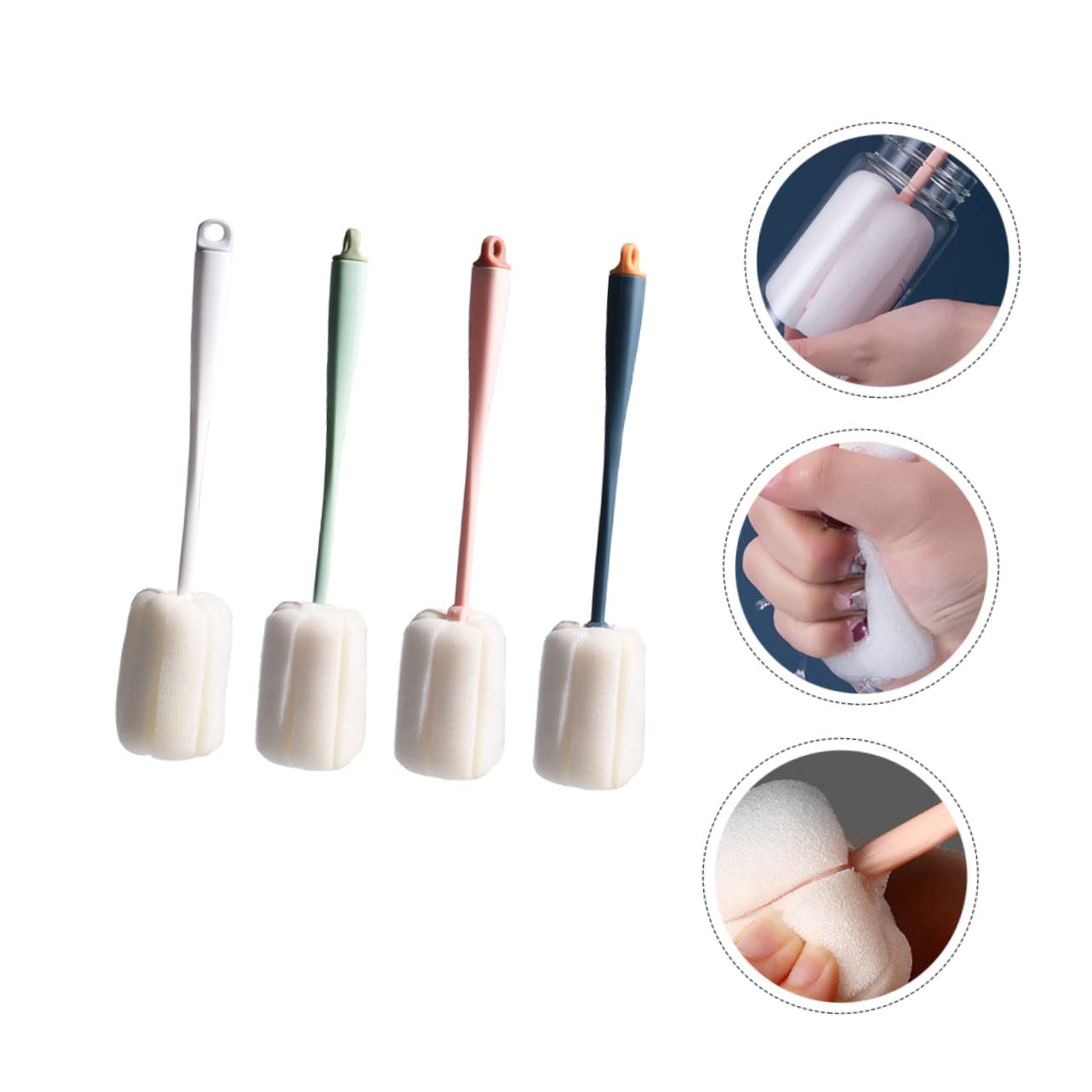 VICASKY 8piezas Cepillos De Limpieza para Biberones y Vasos Cepillo De Esponja y Absorbente para Limpieza Efectiva Daños