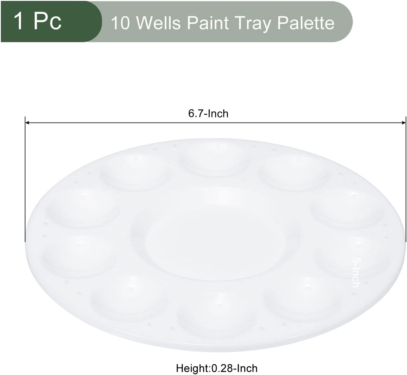 YOKIVE 3 Pcs Round Palette, Pigment Tray 10 Holes | Color Distinction, Great for Watercolor, Oil Paint, Artwork (White, 6.7-Inch)