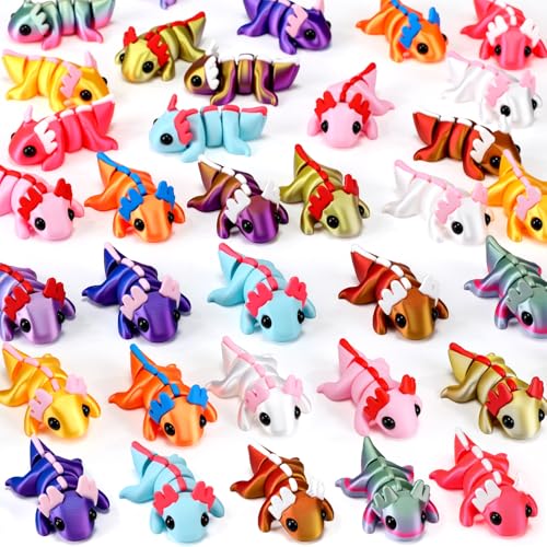 Soulchen 24Pcs 3D Printed Axolotl Fidget Toys Party Favors