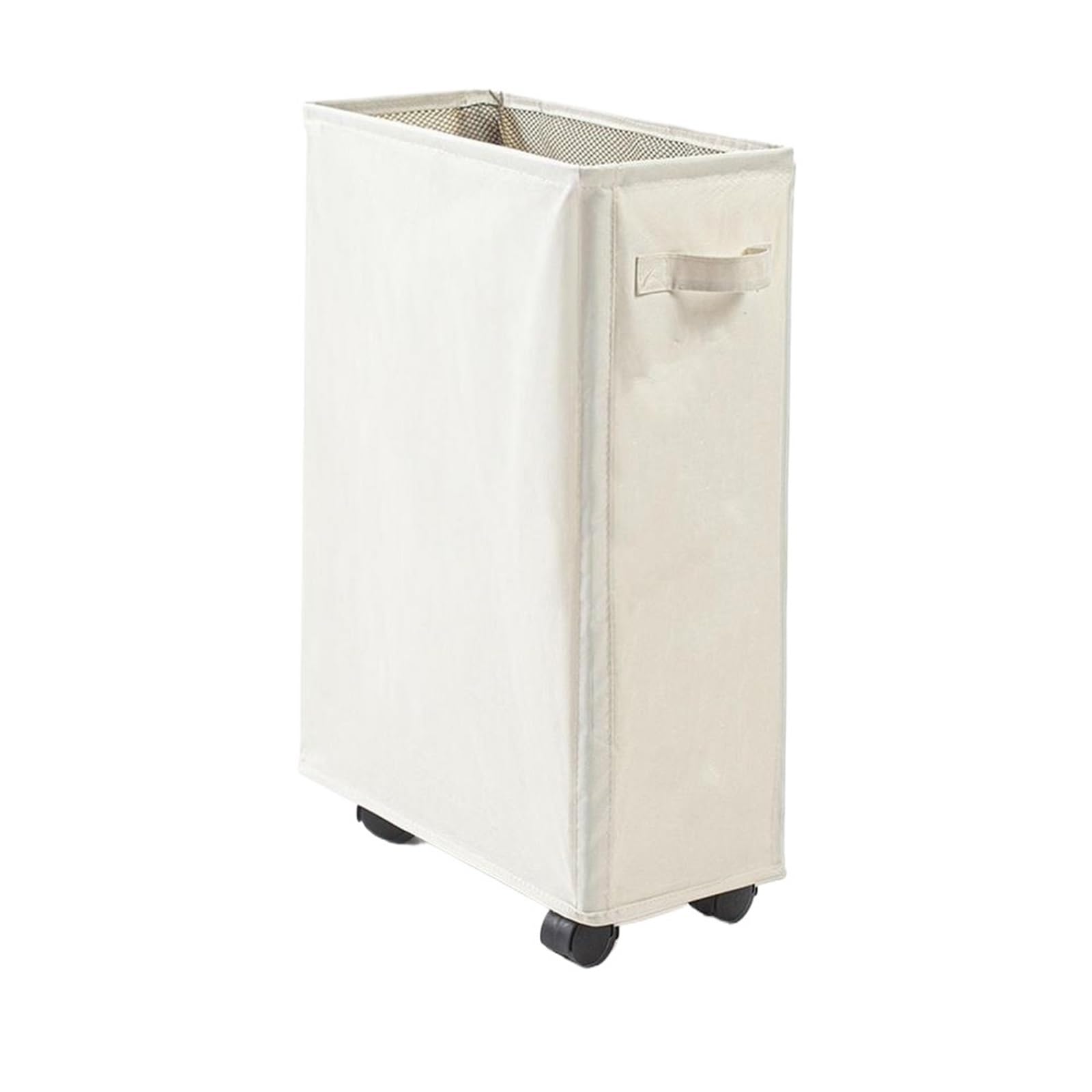 Flodable Laundry Baskets Large Slim Folding Hamper On Wheels 42L Freestanding Narrow Corner Bin With Handle Dirty Clothes(Beige)