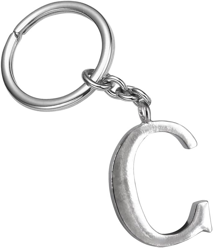 MonnelZ524_B Adorable Alphabet Initial Letter C Keychain Key Ring