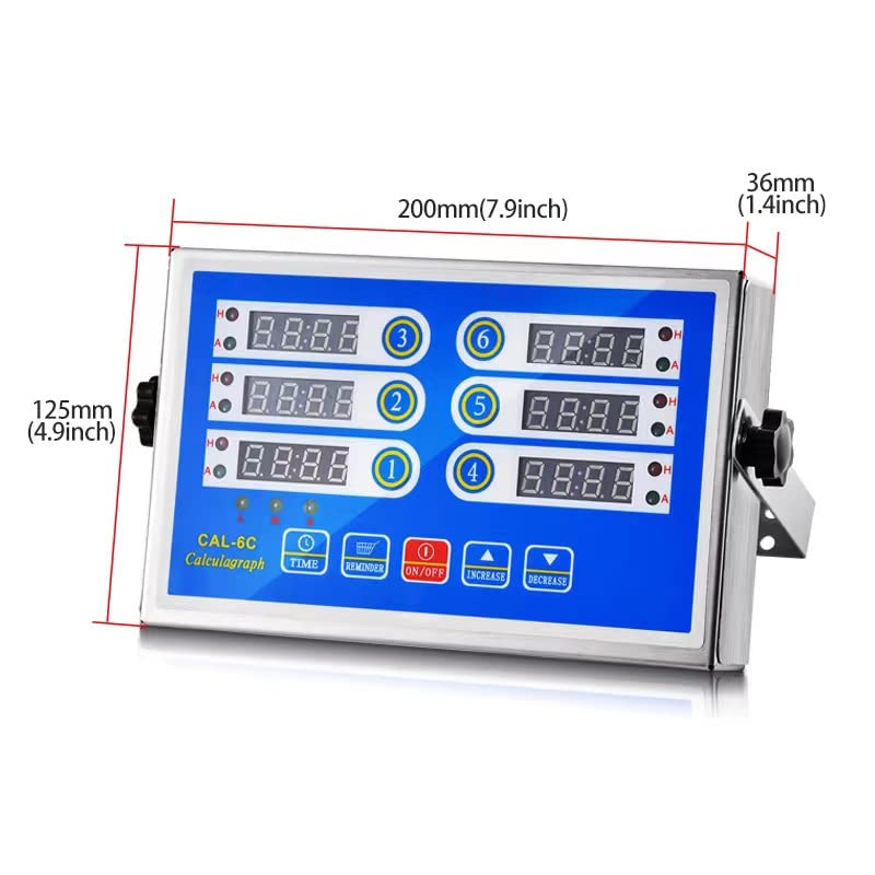 Commercial 6 Channel Timer - DEGOTM Kitchen Stainless Steel 6 Channel Timer Cooking Timers Baked Burger Fried Chicken Loud Alarm Reminder for Restaurant Home Kitchen
