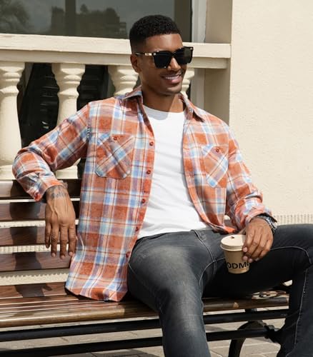Alex Vando Mens Button Down Shirts Regular Fit Long Sleeve Casual Plaid Flannel Shirt