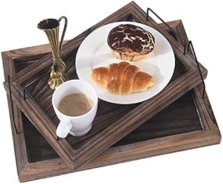 RHF Serving Trays,Vintage Serving Tray,Rustic Wood Trays,Rectangular Tray Set,Nesting Serving Tray,Butler Lap Trays