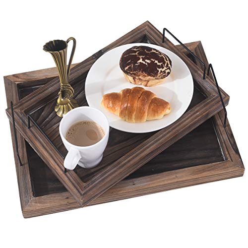 RHF Serving Trays,Vintage Serving Tray,Rustic Wood Trays,Rectangular Tray Set,Nesting Serving Tray,Butler Lap Trays