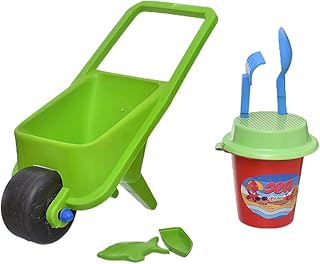 Generic Plastic Sea Tools With Beach Bucket And Single wheel Tractor Car Set Of 6 Pieces For Kids - Multi Color