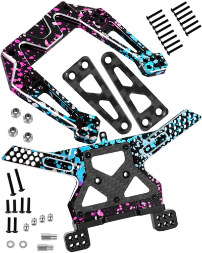 hopsupRC Aluminum Carbon Fibre Front Rear Shock Tower Upgrade Parts for 1/10 Slash VXL 2WD,Rustler VXL 2WD,Stampede 2WD VXL,Bandit VXL 2WD,Front Rear Shock Tower Set Hops Up.Colour(2PCS)
