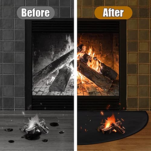 20×40Inch Half Round Fireproof Fireplace Mat,Fire Retardant Fiberglass