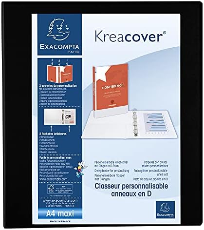 Exacompta Kreacover PP Ring Binder, A4 Maxi, 4 D-Rings, 16mm spine - White