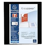 Exacompta - ref. 51843NE - 1 Customizable rigid opaque binder with 3 pockets - 4 D-rings of 40 mm - Spine 64 mm - External dimensions: 32 x 28.5 cm - Format to file A4 Maxi - Colour: black