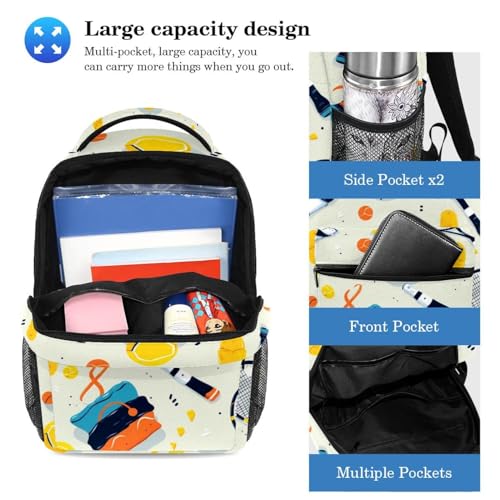 Ensemble sac à dos 2 pièces grande capacité imprimé raquettes