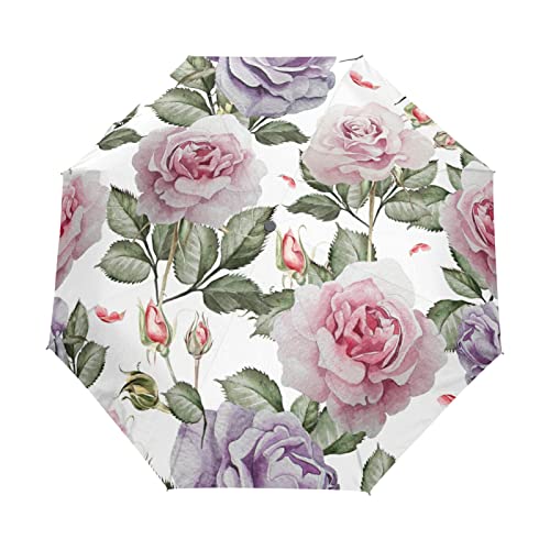 Parapluie art fleur rose pliable de haute qualité avec système automatique durable
