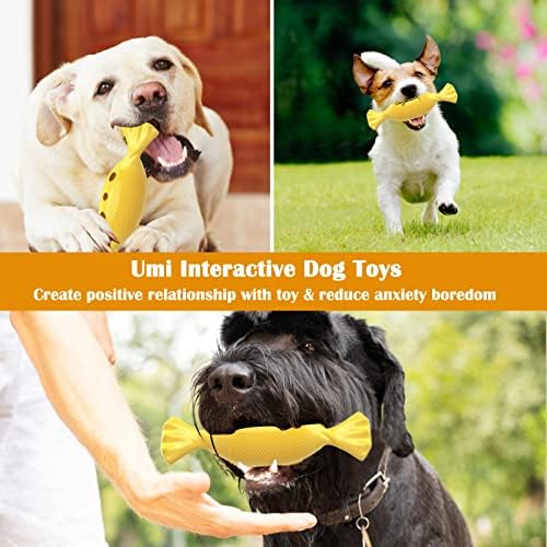 Amazon Brand - Umi Dog Chew Toys for Aggressive Chewers, Candy Squeaky Puppy Dog Toys, Multifunctional Teeth Cleaning and Gum Massage Toys for Puppy Small Medium Dogs Cats