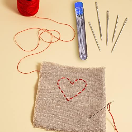 Large Eye Sewing Needles, SAREAL Embroidery Needles for Hand Sewing, Assorted Sizes, Big Eye Hand Sewing Needles for Sewing Act Crafts (18Pcs)