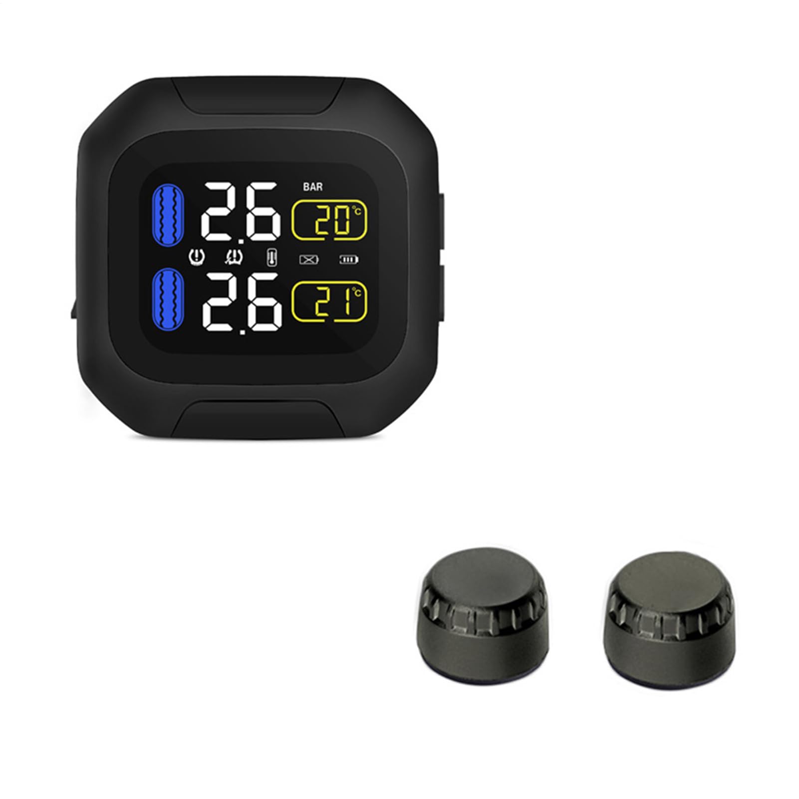Motorrad-Reifendruckkontrollsystem M3, super wasserdichter Sensor mit Sonnenschutz, Echtzeitwarnung für Sicherheit, einfache Installation, Reitzubehör für Fahrräder und Roller