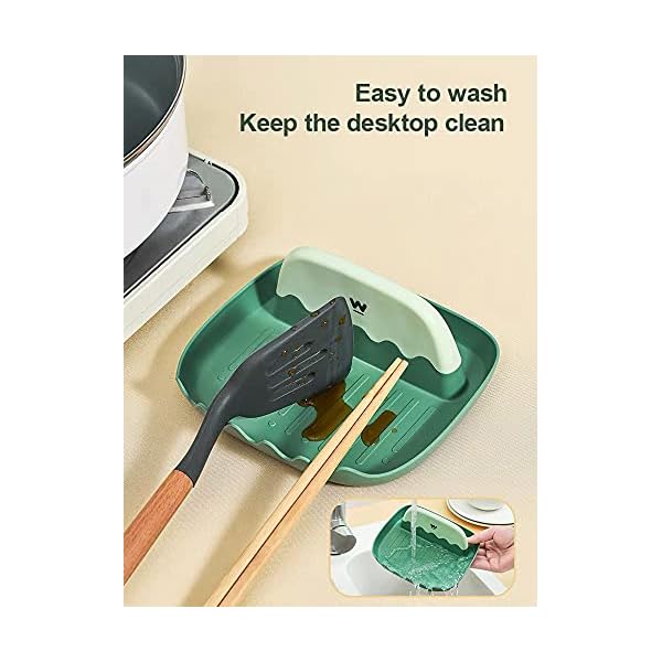 A spoon rack for kitchen counter using for spatula spoon rack in kitchen kitchen utensils and Barbecue appliances and pot lid support water dripping protection,Green,17.2*15.5*7.8cm - Image 4