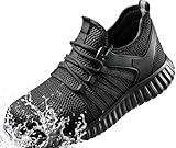 Padphri Steel Toe Shoes for Men Women Waterproof Non Slip Work Shoe Slip Resistant Safety Toe Sneakers Black