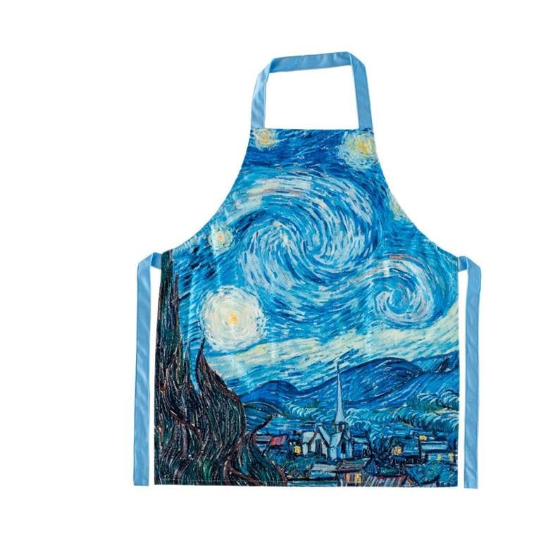 Tablier imprimé La nuit étoilée Vincent van Gogh 69x81cms multicolore pour protection cuisine