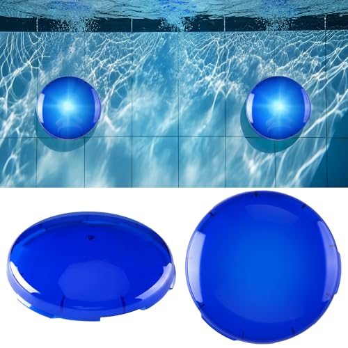 BreezeHug 2 Pcs 7.5" Universal Underwater Pool Light Lens Blue Incandescent Light Cover for Inground Pool