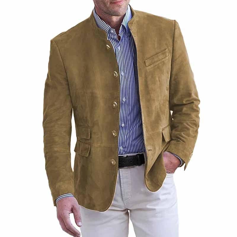 Americana Hombre Casual, Chaqueta Blazer De Pana para Hombre Abrigo Deportivo De Un Solo Pecho Chaqueta De Traje con Cuello Alto Chaqueta Vintage Estilo Western para Hombre Chaqueta Infor