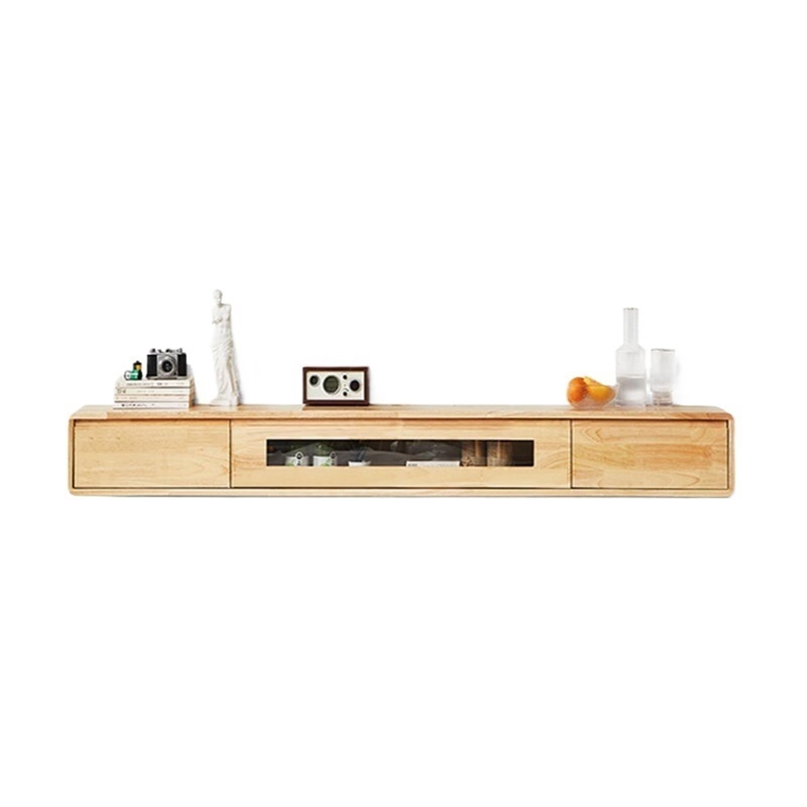 DFGHNBVC Console Wooden Wall-Mounted Tv Cabinet, Modern Entertainment Control Center For Living Room Entertainment,Natural