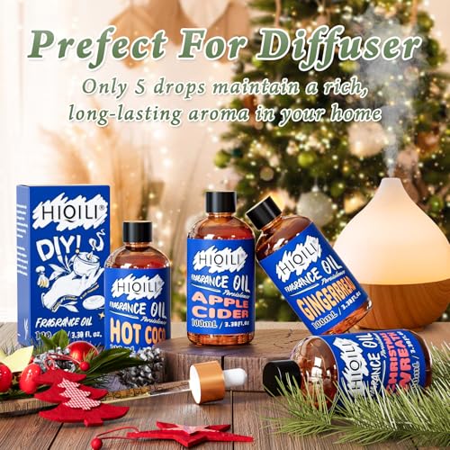 HIQILI Christmas Wreath Essential Oil 100ml - Pure Fragrance Oil for Diffuser, Aromatherapy, DIY Candle Soap Perfume Lotion Making, 3.38 Fl Oz