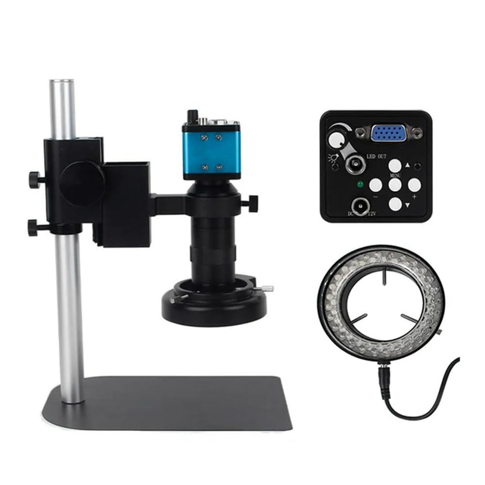 VGA-Mikroskop-Kamera mit 13 MP, 1080P, mit C-Objektiv mit 1-130-fachem Zoom und einstellbarem Licht für die Reparatur von Telefonen, EU-Stecker