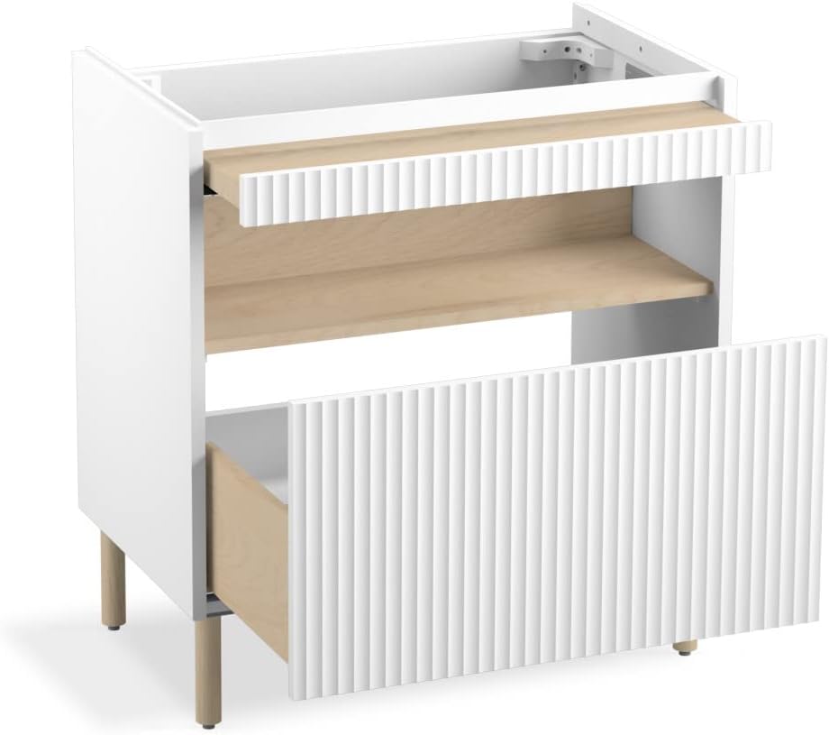 White Wall-Mounted Double Bathroom Vanity Cabinet