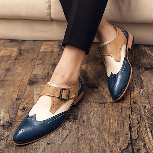 Men's Comfortable Dress Shoes Carved Brogues Shoes Men Fashion Wedding Party Dress Shoes Italian Male Drivng Formal Shoe Leather Slip on Mens Oxfords Anti-Slip Low Top Non Slip Prom2