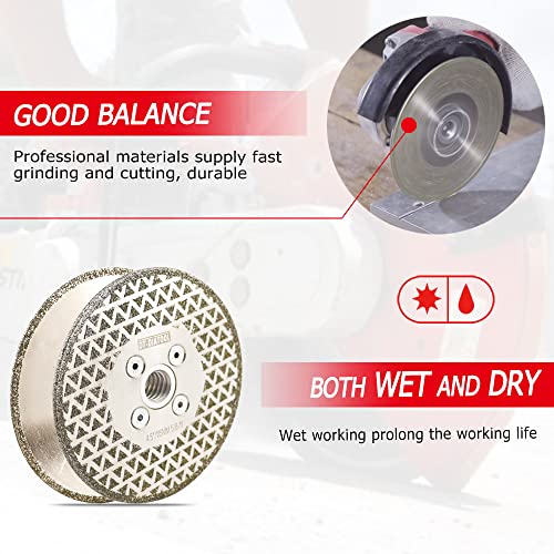 DT-DIATOOL Diamond Cutting and Grinding Discs 4 Inch / 105mm x M14 Single Side Coated Electroplated for Granite Tile Marble Stone - Image 6