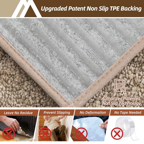 COSY HOMEER Edging Stair Treads Non-Slip Corner Indoor Stair Runners for Wooden Steps,Landing Slip Resistant Stair Rugs Mat for Kids and Dogs,100% Polyester TPE Backing,Beige,30x30 inch by COSY HOMEER - Image 2