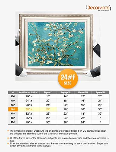 Decorarts - Blossoming Almond Tree, Vincent Van Gogh Classic Art. Giclee Prints Framed Art For Wall Decor. Framed Size: 36X30 #TOP5