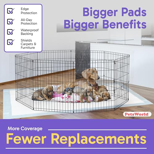 PETSWORLD Premium Extra Large Dog Pee Pads (43" x 74") – Jumbo Puppy Training & Incontinence Pads for Large Dogs & Multi-Pet Homes – Leak-Proof, Odor Control, 5-Layer Absorbency, 25 Count by PETSWORLD - Image 3
