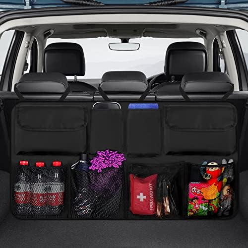 Vehicle Organizer * Rear Seat Storage Solutions, Foldable Car Storage Bag Featuring 4 Compartments, Rear Seat Hanging Organizer For Suvs, Trucks, And Mpvs