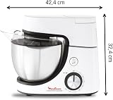 Moulinex Robot pâtissier, Capacité bol 4,6 L, 8 vitesses + Pulse, Technologie Fouet Whisk pour un fouettage parfait, Batteur et pétrin en fonte d'aluminium, 1100 W, Masterchef Gourmet blanc QA510110 - 7