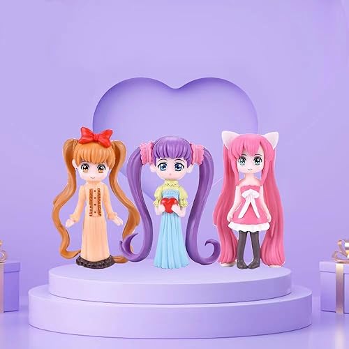 Miniatura 5 de Mini figuras de hadas de ángel, accesorios de belleza de pelo largo de dibujos animados en miniatura para decoración de pasteles, decoración del